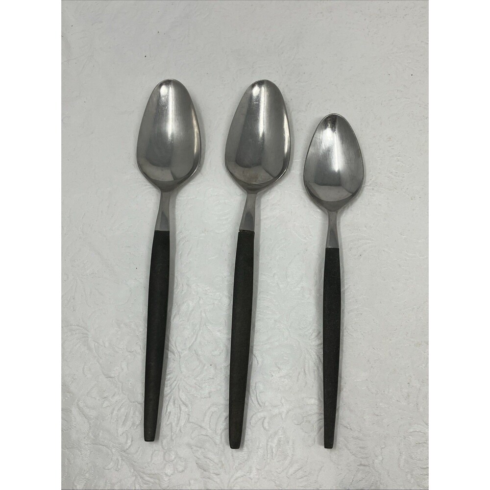 Epic Forged Spoons Flatware Brown Teak Wood Handle MCM Japan Lot Of 3